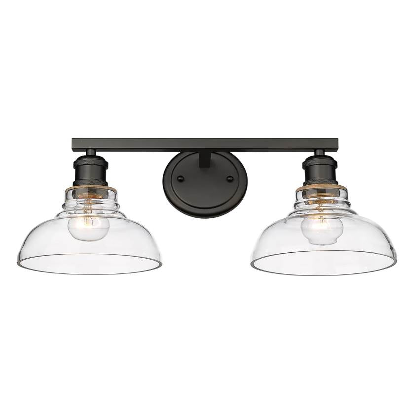 Golden Lighting 0305-BA2 BLK-CLR Matte Black Yep By Golden Lighting Carver 2-light Vanity In Matte Black And Clear Glass Image 2