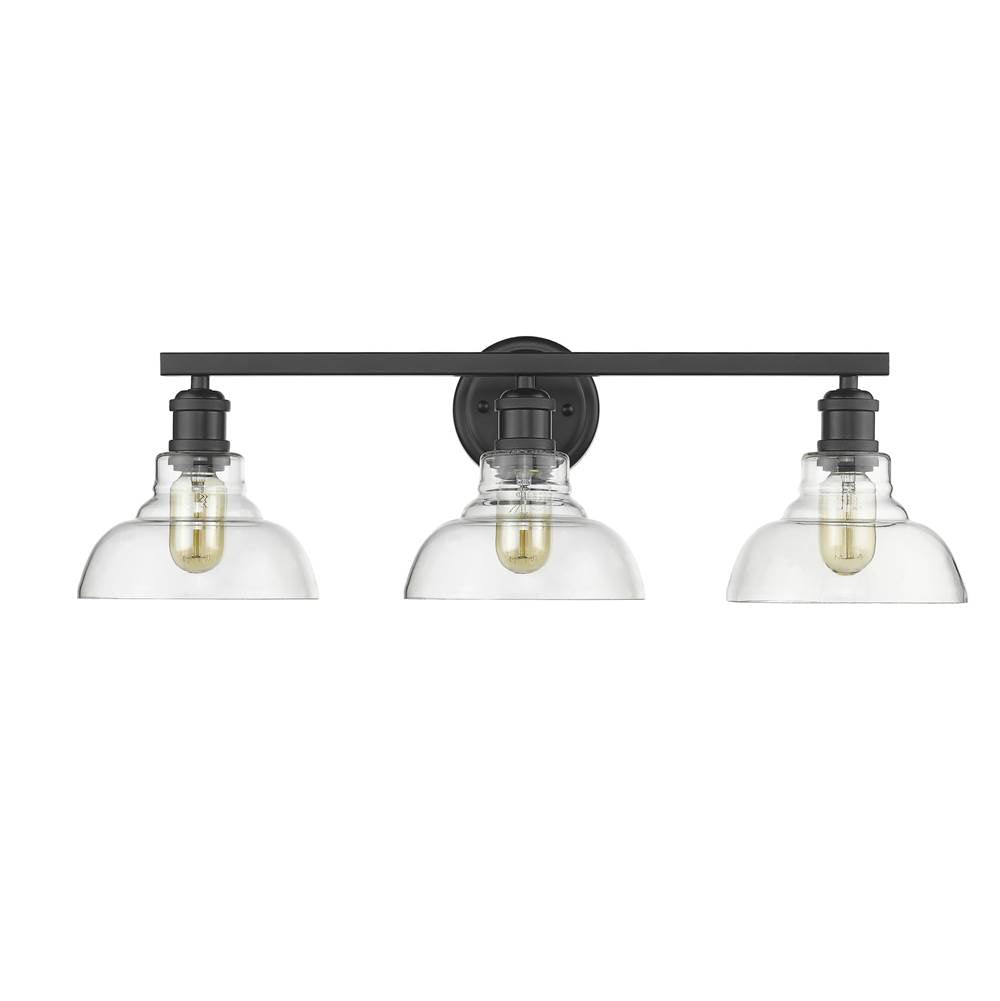 Golden Lighting 0305-BA3 BLK-CLR Matte Black Yep By Golden Lighting Carver 3-light Vanity In Matte Black And Clear Glass Image 1