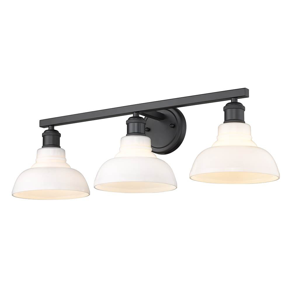 Golden Lighting 0305-BA3 BLK-VMG Matte Black Yep By Golden Lighting Carver 3-light Vanity In Matte Black And Vintage Milk Glass Image 1