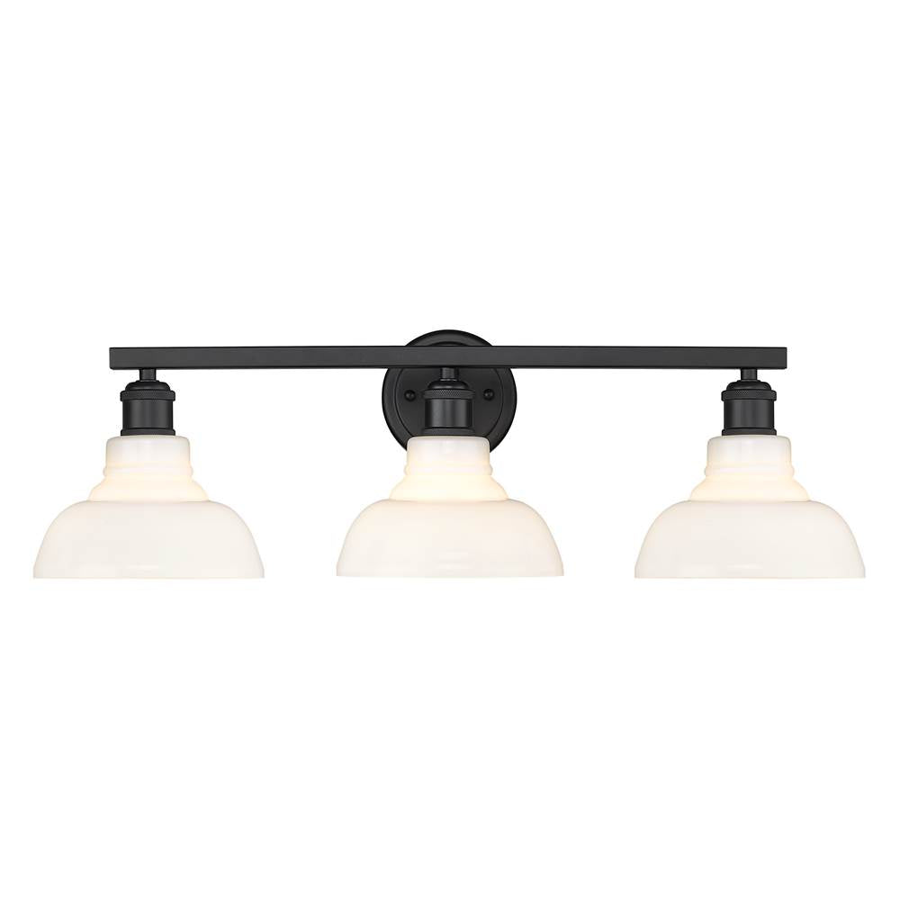 Golden Lighting Carver Yep By Golden Lighting Carver 3-light Vanity In Matte Black And Vintage Milk Glass