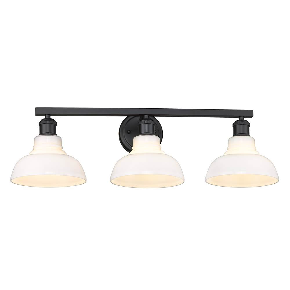 Golden Lighting 0305-BA3 BLK-VMG Matte Black Yep By Golden Lighting Carver 3-light Vanity In Matte Black And Vintage Milk Glass Image 5