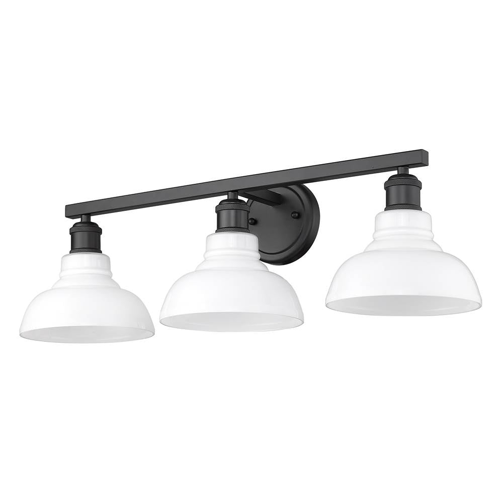 Golden Lighting 0305-BA3 BLK-VMG Matte Black Yep By Golden Lighting Carver 3-light Vanity In Matte Black And Vintage Milk Glass Image 4