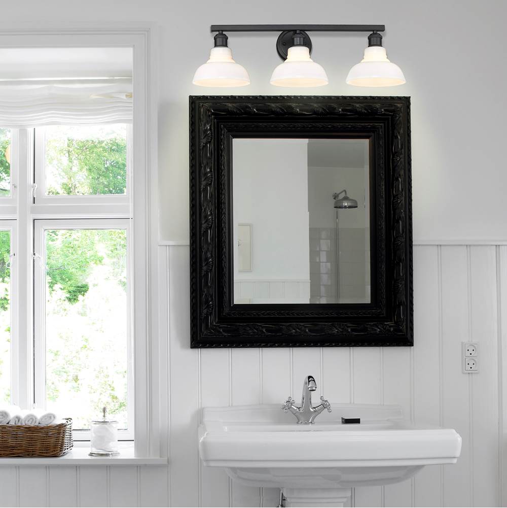 Golden Lighting 0305-BA3 BLK-VMG Matte Black Yep By Golden Lighting Carver 3-light Vanity In Matte Black And Vintage Milk Glass Image 3