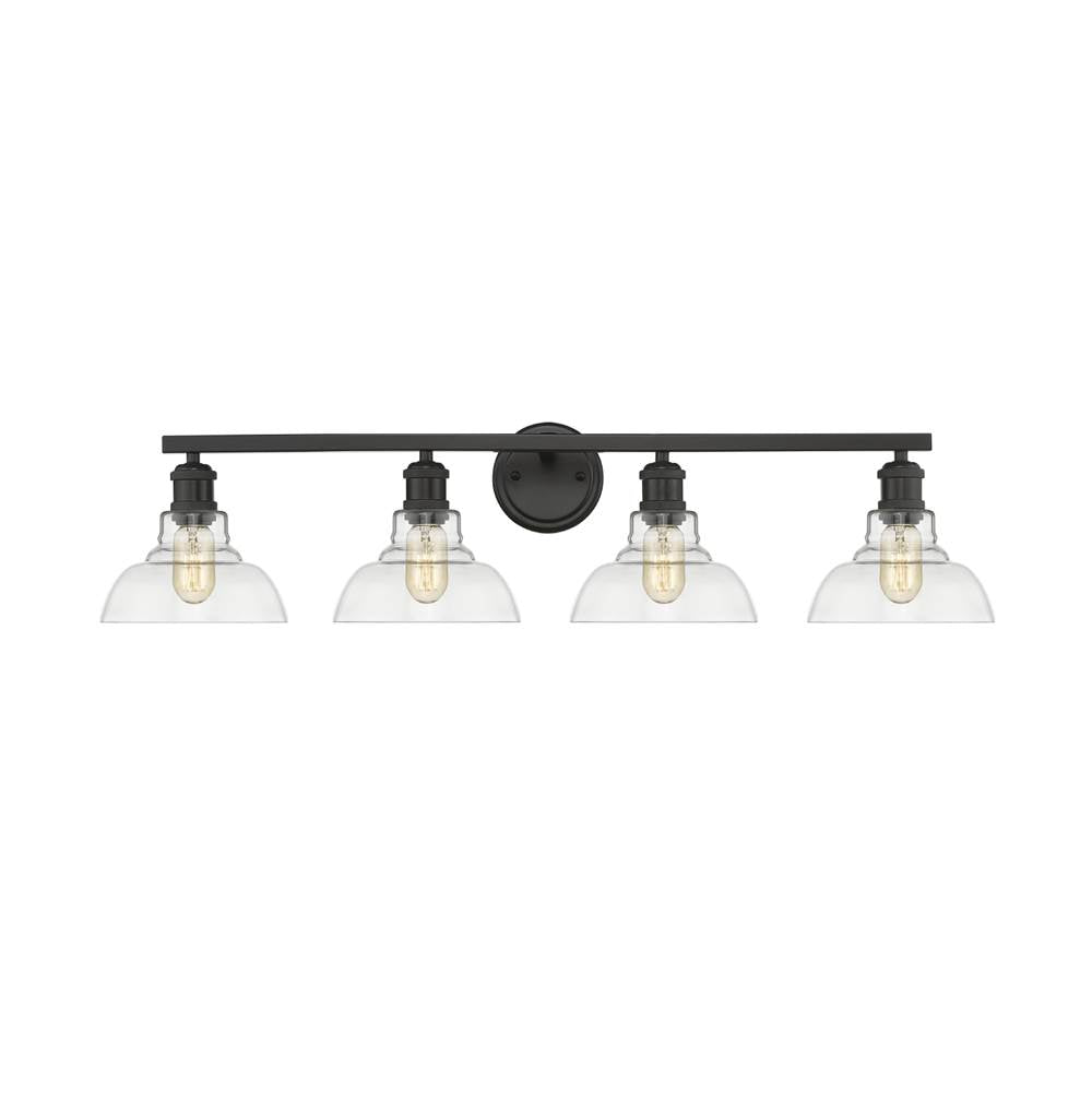 Golden Lighting 0305-BA4 BLK-CLR Matte Black Yep By Golden Lighting Carver 4-light Vanity In Matte Black And Clear Glass Image 1