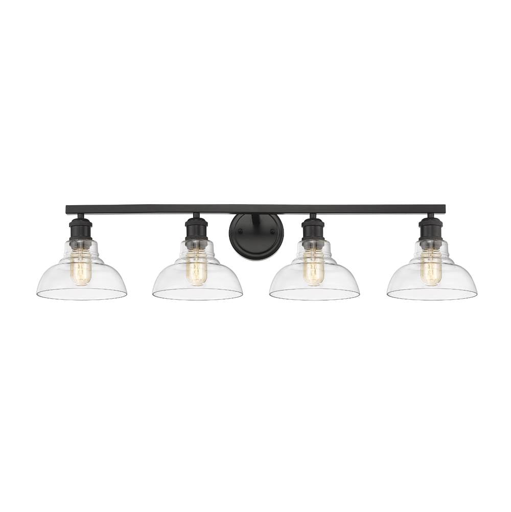 Golden Lighting Carver Yep By Golden Lighting Carver 4-light Vanity In Matte Black And Clear Glass