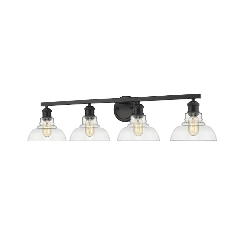 Golden Lighting 0305-BA4 BLK-CLR Matte Black Yep By Golden Lighting Carver 4-light Vanity In Matte Black And Clear Glass Image 3