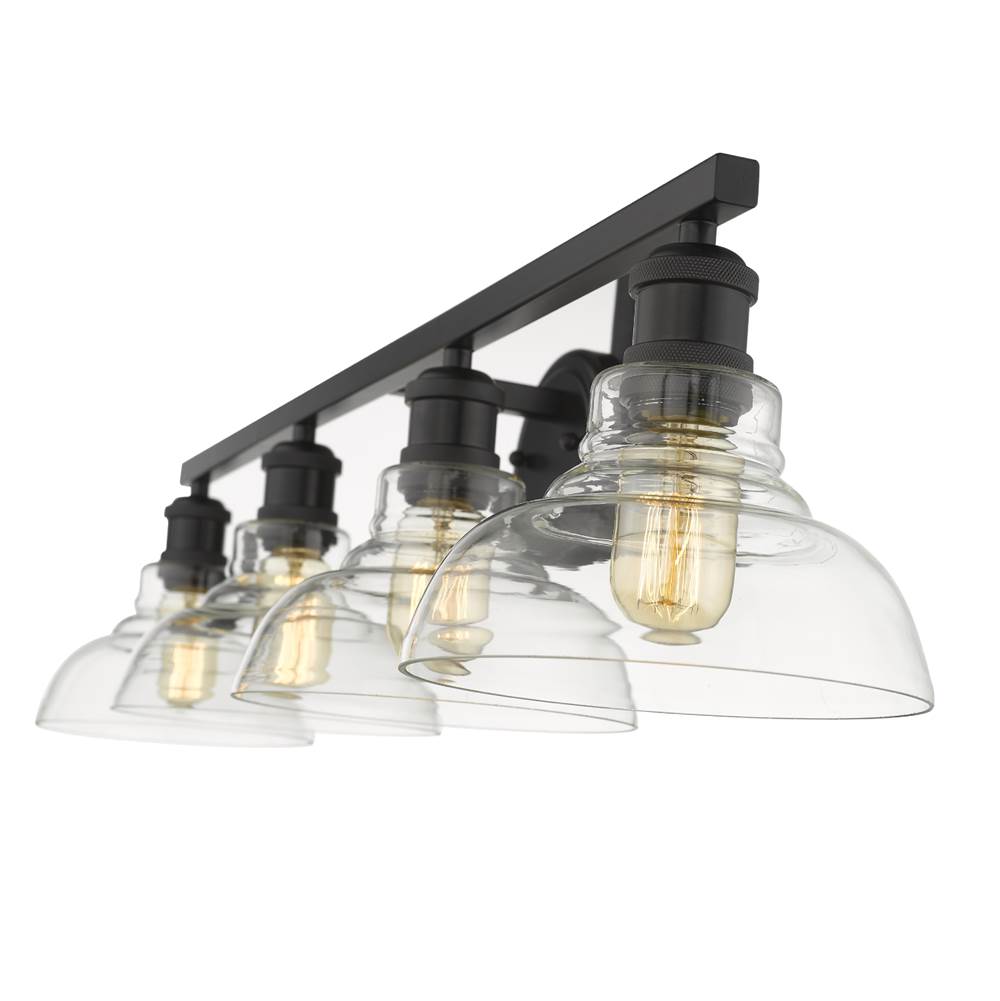 Golden Lighting 0305-BA4 BLK-CLR Matte Black Yep By Golden Lighting Carver 4-light Vanity In Matte Black And Clear Glass Image 2