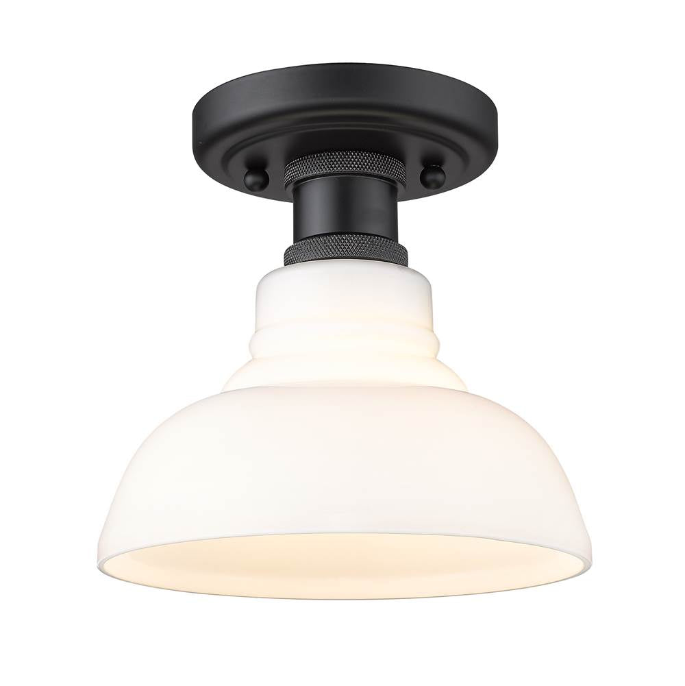 Golden Lighting 0305-FM BLK-VMG Matte Black Yep By Golden Lighting Carver 1-light Flush Mount In Matte Black And Vintage Milk Glass Image 1