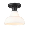 Golden Lighting 0305-FM BLK-VMG Matte Black Yep By Golden Lighting Carver 1-light Flush Mount In Matte Black And Vintage Milk Glass Image 1