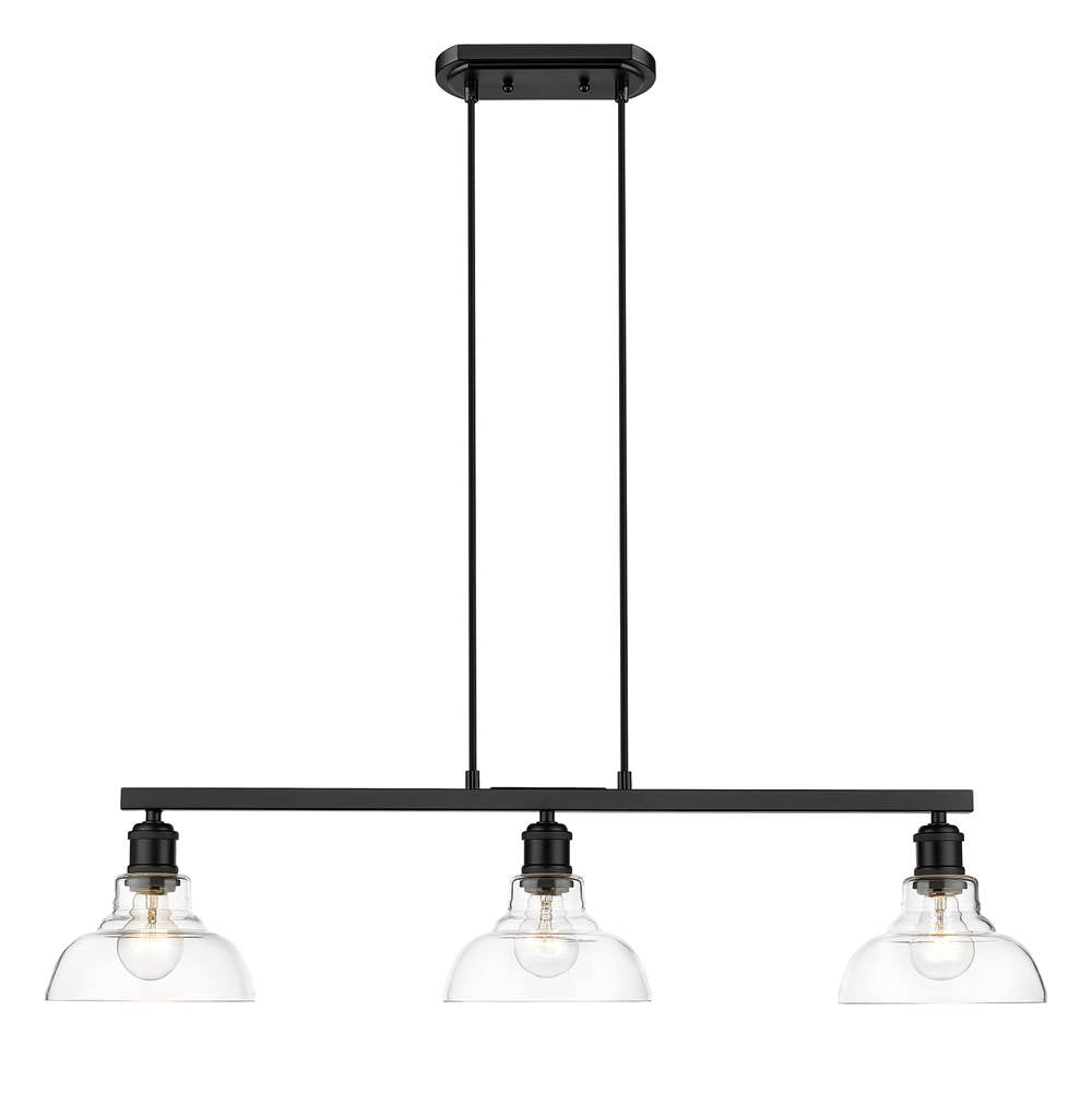 Golden Lighting Carver Yep By Golden Lighting Carver 3-light Island Light In Matte Black And Clear Glass