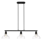 Golden Lighting Carver Yep By Golden Lighting Carver 3-light Island Light In Matte Black And Clear Glass