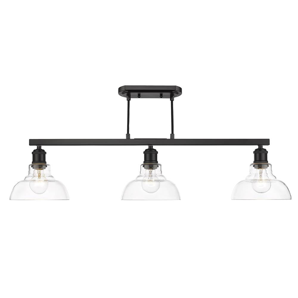 Golden Lighting 0305-LP BLK-CLR Matte Black Yep By Golden Lighting Carver 3-light Island Light In Matte Black And Clear Glass Image 2
