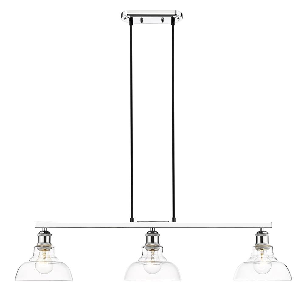 Golden Lighting Carver Yep By Golden Lighting Carver 3-light Island Light In Matte Black And Clear Glass