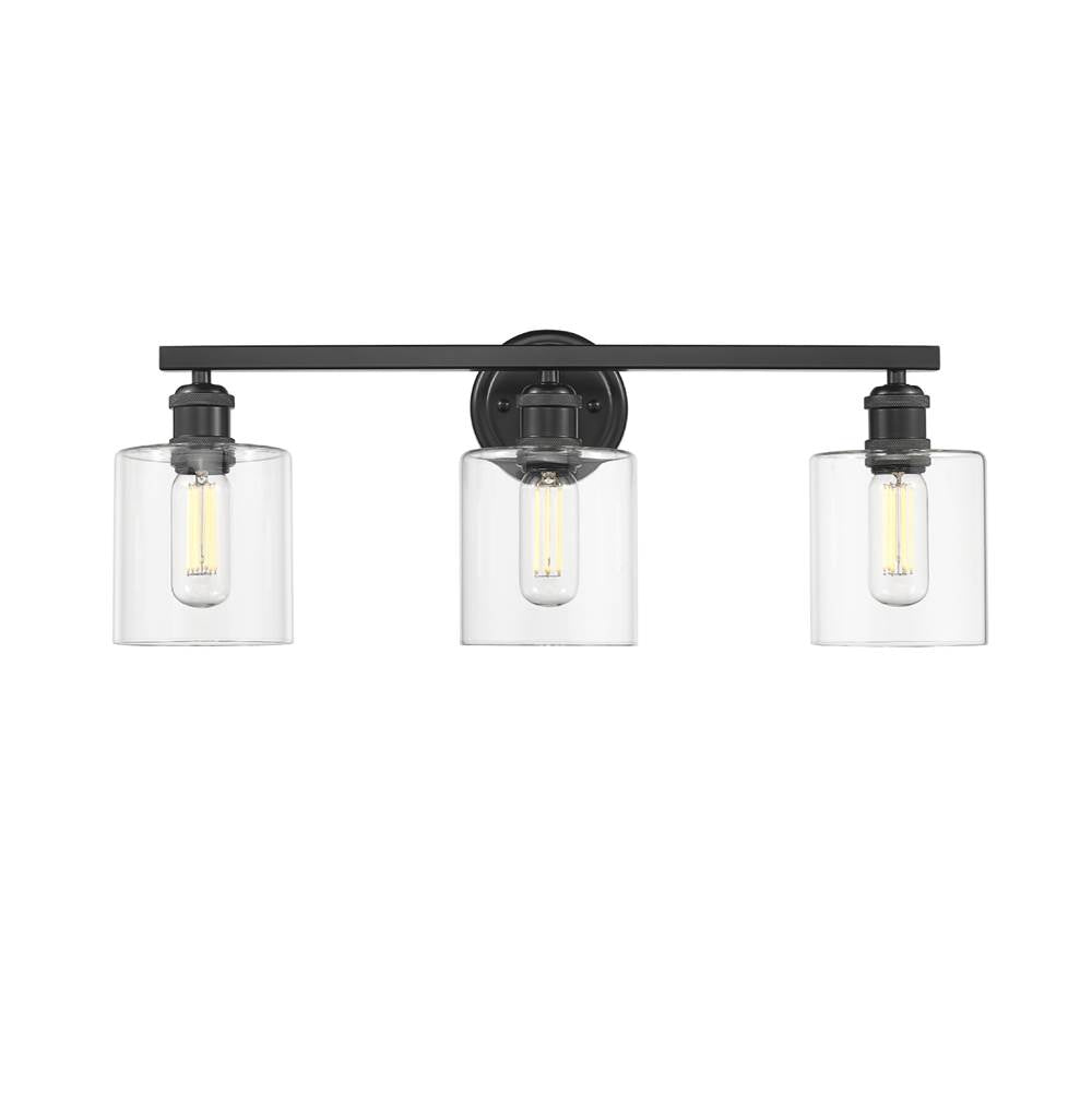 Golden Lighting 0306-BA3 BLK-CLR Matte Black Golden Lighting Fisher 3-light Vanity In Matte Black Image 1