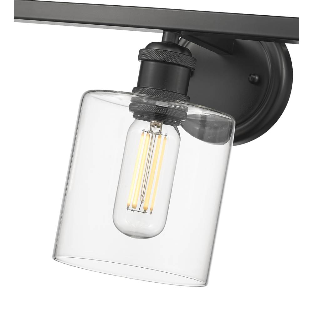 Golden Lighting 0306-BA3 BLK-CLR Matte Black Golden Lighting Fisher 3-light Vanity In Matte Black Image 2