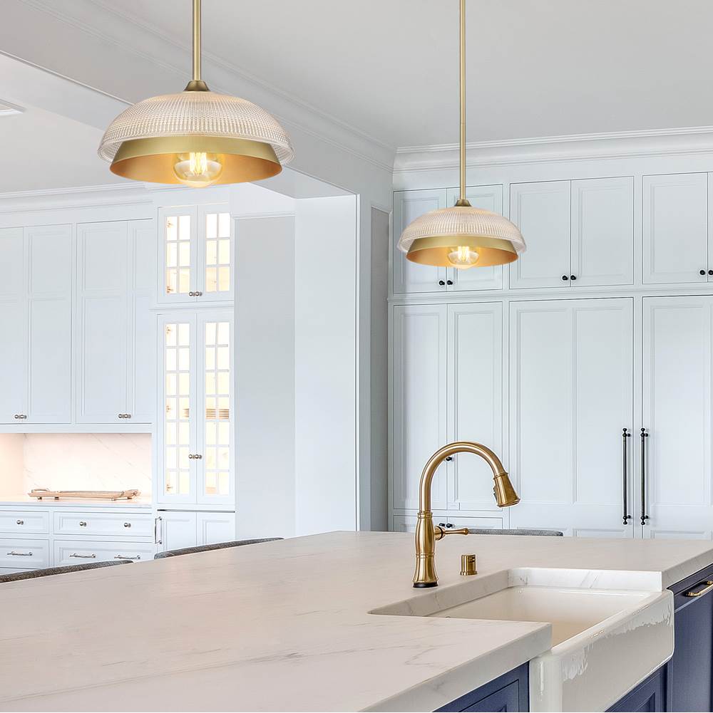 Golden Lighting 0309-M1L BCB-RPG Brushed Champagne Brass Golden Lighting Crawford 1-light Pendant In Brushed Champagne Brass Image 3