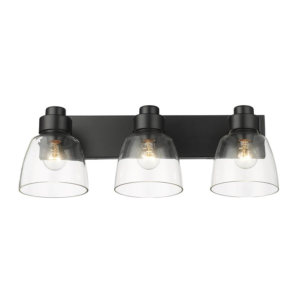 Golden Lighting 0314-BA3 BLK-CLR Matte Black Golden Lighting Remy 3-light Vanity In Matte Black Image 5