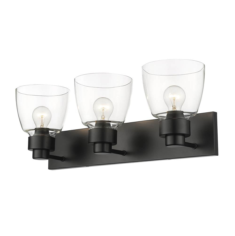 Golden Lighting 0314-BA3 BLK-CLR Matte Black Golden Lighting Remy 3-light Vanity In Matte Black Image 4