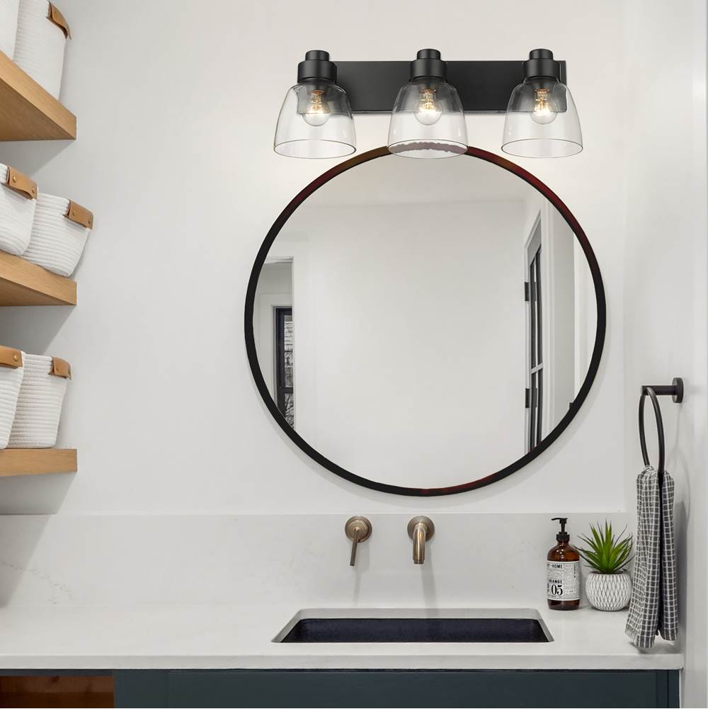 Golden Lighting 0314-BA3 BLK-CLR Matte Black Golden Lighting Remy 3-light Vanity In Matte Black Image 3