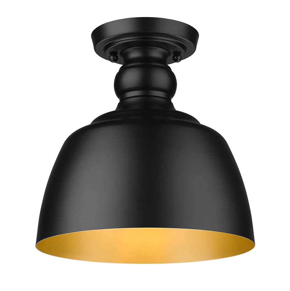 Golden Lighting 0316-FM BLK Matte Black Wry Lighting Holmes 1-light Flush Mount In Matte Black Image 5