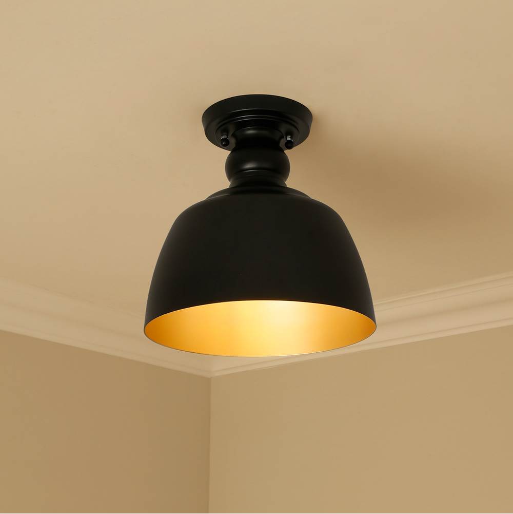 Golden Lighting 0316-FM BLK Matte Black Wry Lighting Holmes 1-light Flush Mount In Matte Black Image 3