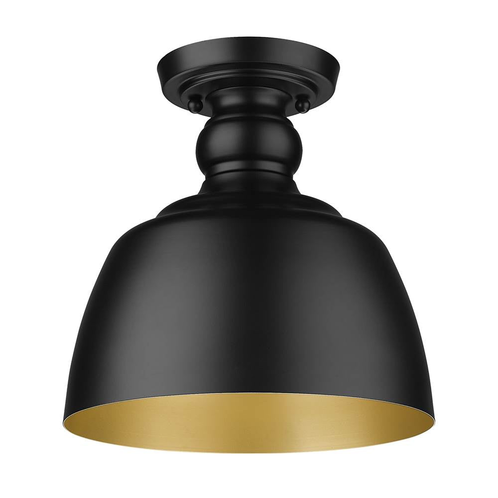 Golden Lighting 0316-FM BLK Matte Black Wry Lighting Holmes 1-light Flush Mount In Matte Black Image 1