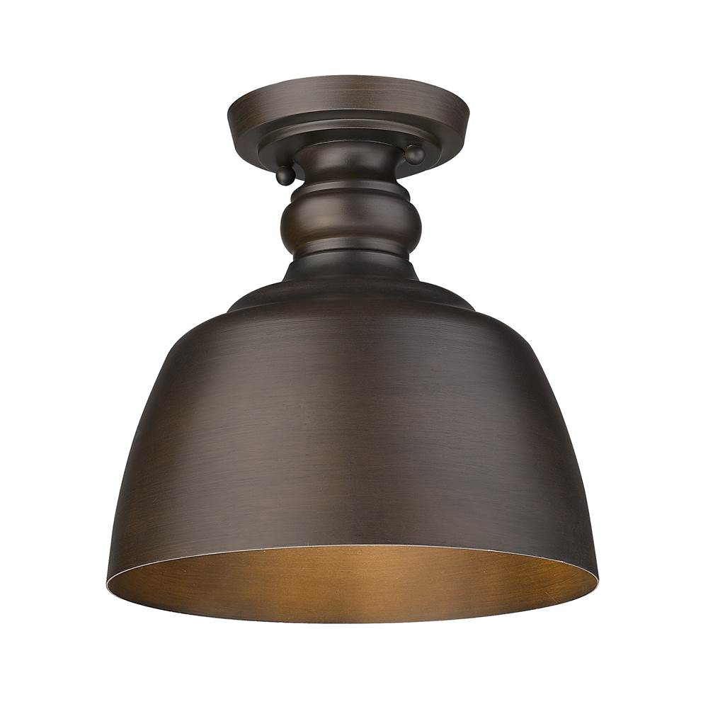 Golden Lighting 0316-FM RBZ Rubbed Bronze Wry Lighting Holmes 1-light Flush Mount In Rubbed Bronze Image 5