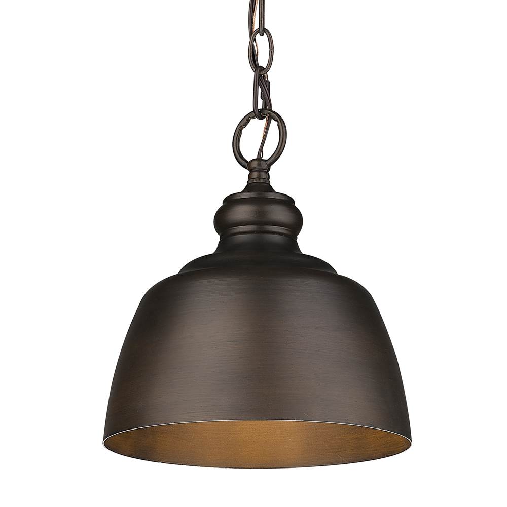 Golden Lighting 0316-M1L RBZ Rubbed Bronze Wry Lighting Holmes 1-light Pendant In Rubbed Bronze Image 6