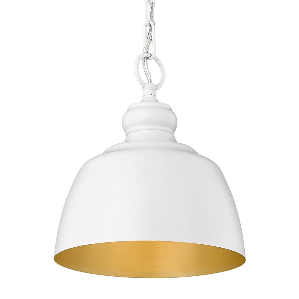 Golden Lighting 0316-M1L WHT Matte White Wry Lighting Holmes 1-light Pendant In Matte White Image 7