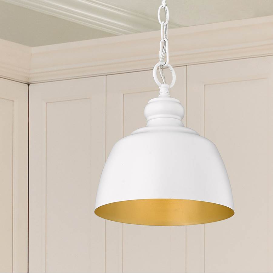 Golden Lighting 0316-M1L WHT Matte White Wry Lighting Holmes 1-light Pendant In Matte White Image 3