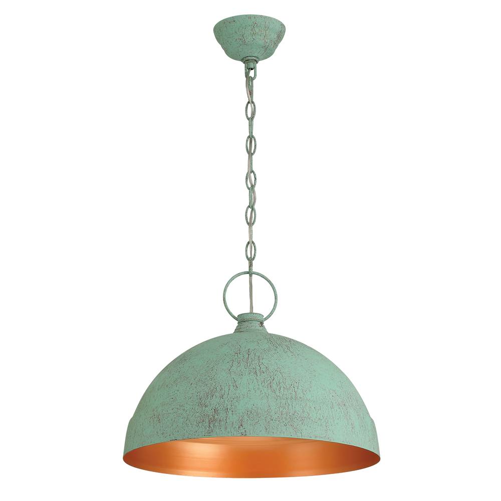 Golden Lighting 0318-L GP Green Patina Golden Lighting Lincoln 1-light Pendant In Green Patina Image 1