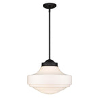 Golden Lighting Ingalls Golden Lighting Ingalls 1-light 16in Pendant In Matte Black And Vintage Milk Glass
