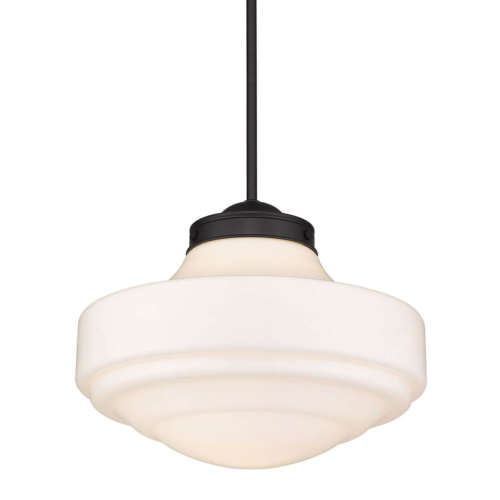 Golden Lighting 0508-L BLK-VMG Matte Black Golden Lighting Ingalls 1-light 16in Pendant In Matte Black And Vintage Milk Glass Image 6