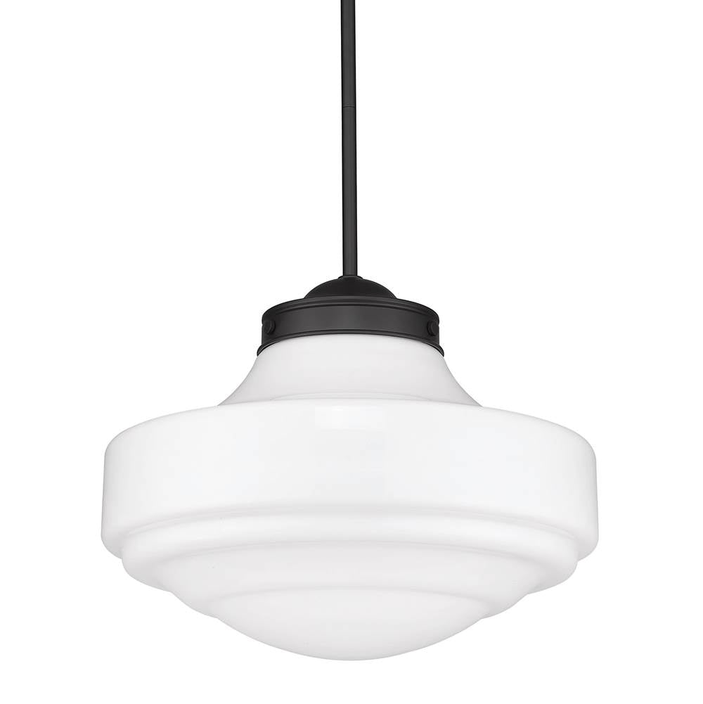 Golden Lighting 0508-L BLK-VMG Matte Black Golden Lighting Ingalls 1-light 16in Pendant In Matte Black And Vintage Milk Glass Image 5