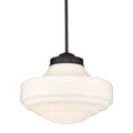 Golden Lighting 0508-L BLK-VMG Matte Black Golden Lighting Ingalls 1-light 16in Pendant In Matte Black And Vintage Milk Glass Image 1