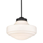 Golden Lighting 0508-L BLK-VMG Matte Black Golden Lighting Ingalls 1-light 16in Pendant In Matte Black And Vintage Milk Glass Image 1