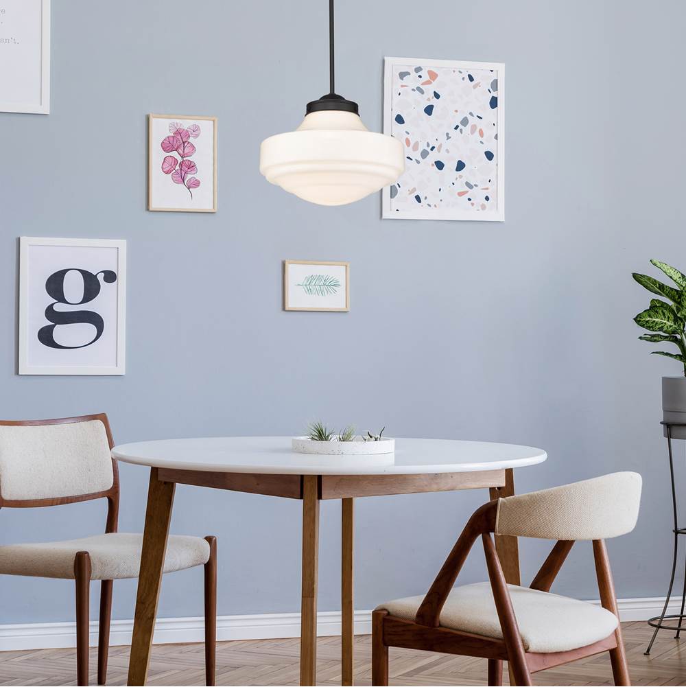 Golden Lighting 0508-L BLK-VMG Matte Black Golden Lighting Ingalls 1-light 16in Pendant In Matte Black And Vintage Milk Glass Image 3
