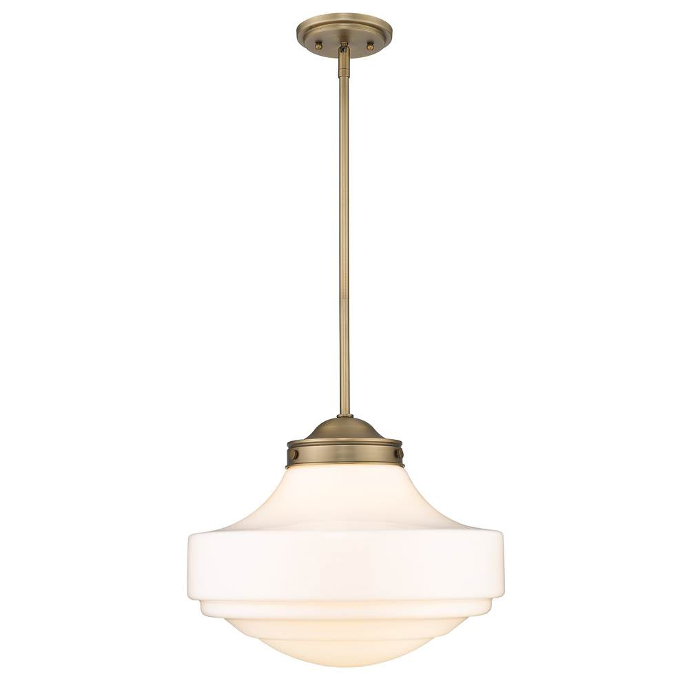 Golden Lighting Ingalls Golden Lighting Ingalls 1-light 16in Pendant In Matte Black And Vintage Milk Glass