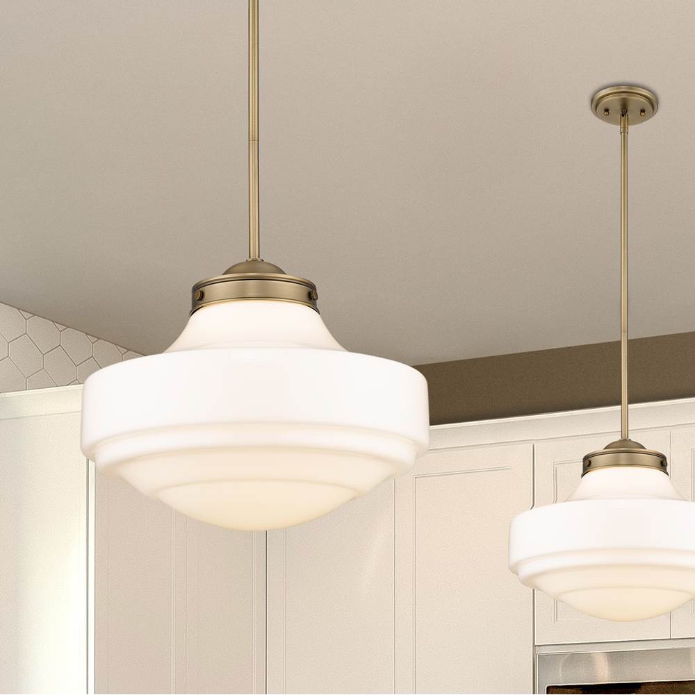 Golden Lighting 0508-L MBS-VMG Modern Brass Golden Lighting Ingalls 1-light 16in Pendant In Modern Brass And Vintage Milk Glass Image 3