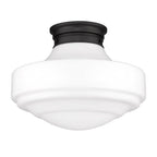 Golden Lighting 0508-LSF BLK-VMG Matte Black Golden Lighting Ingalls 1-light 16in Semi-flush Mount In Matte Black And Vintage Milk Glass Image 4