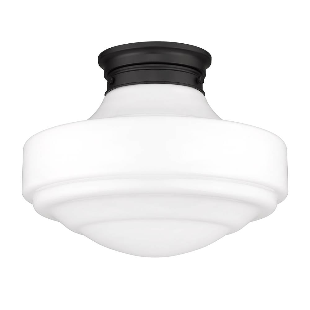 Golden Lighting 0508-LSF BLK-VMG Matte Black Golden Lighting Ingalls 1-light 16in Semi-flush Mount In Matte Black And Vintage Milk Glass Image 4