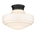 Golden Lighting 0508-LSF BLK-VMG Matte Black Golden Lighting Ingalls 1-light 16in Semi-flush Mount In Matte Black And Vintage Milk Glass Image 1
