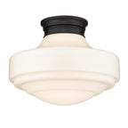 Golden Lighting 0508-LSF BLK-VMG Matte Black Golden Lighting Ingalls 1-light 16in Semi-flush Mount In Matte Black And Vintage Milk Glass Image 1