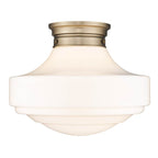 Golden Lighting Ingalls Golden Lighting Ingalls 1-light 16in Semi-flush Mount In Matte Black And Vintage Milk Glass