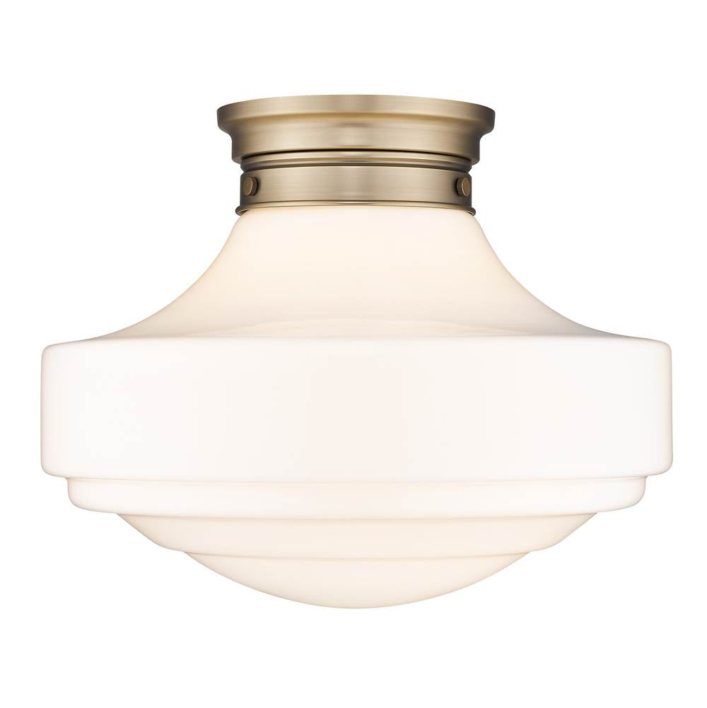 Golden Lighting Ingalls Golden Lighting Ingalls 1-light 16in Semi-flush Mount In Matte Black And Vintage Milk Glass