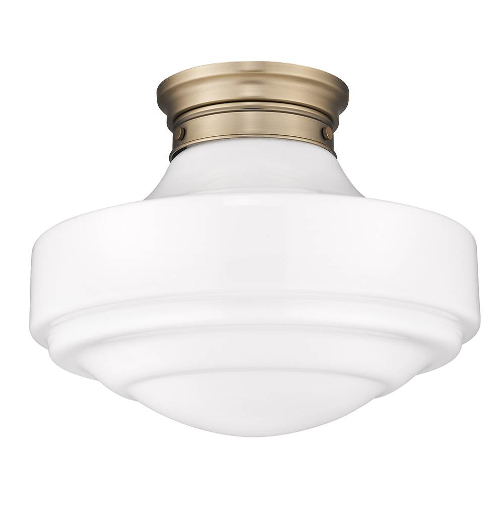 Golden Lighting 0508-LSF MBS-VMG Modern Brass Golden Lighting Ingalls 1-light 16in Semi-flush Mount In Modern Brass And Vintage Milk Glass Image 4