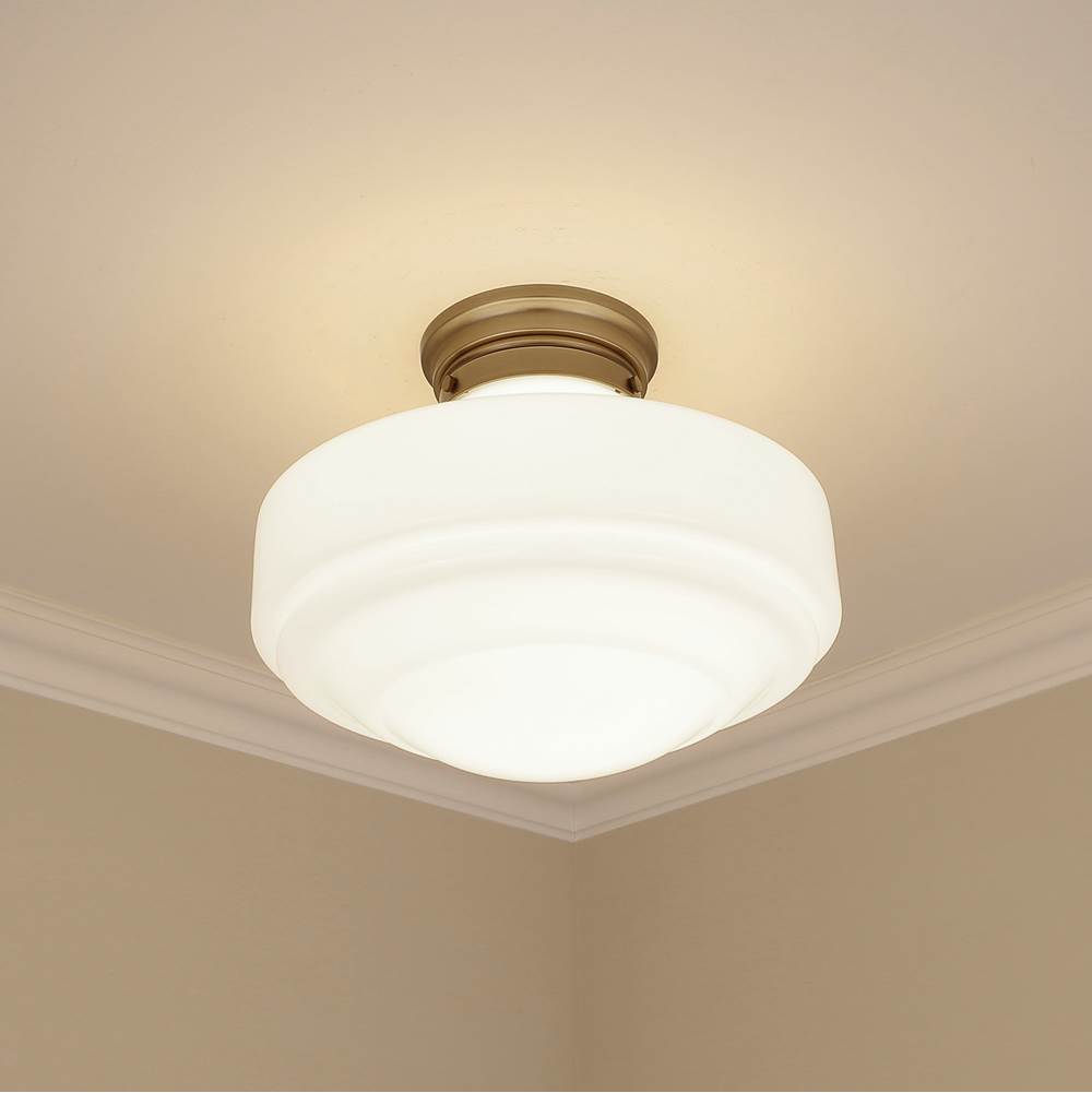Golden Lighting 0508-LSF MBS-VMG Modern Brass Golden Lighting Ingalls 1-light 16in Semi-flush Mount In Modern Brass And Vintage Milk Glass Image 3
