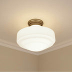 Golden Lighting 0508-LSF MBS-VMG Modern Brass Golden Lighting Ingalls 1-light 16in Semi-flush Mount In Modern Brass And Vintage Milk Glass Image 3
