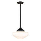 Golden Lighting Ingalls Golden Lighting Ingalls 1-light 12in Pendant In Matte Black And Vintage Milk Glass