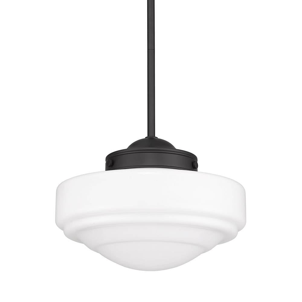 Golden Lighting 0508-M BLK-VMG Matte Black Golden Lighting Ingalls 1-light 12in Pendant In Matte Black And Vintage Milk Glass Image 5